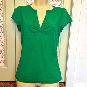 Banana Republic Medium Stretch Green V-Neck Top Blouse